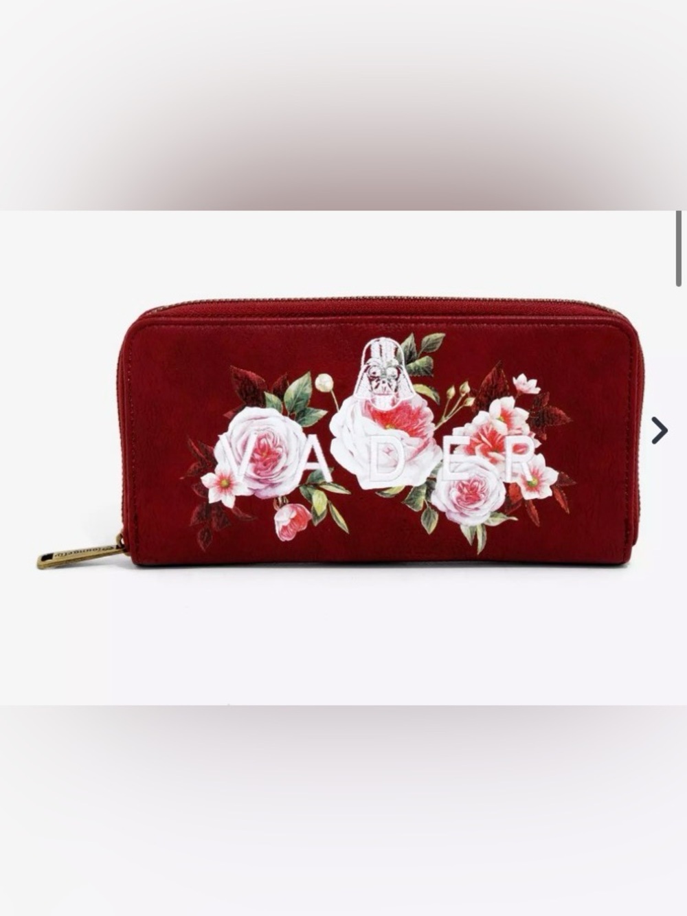 Loungefly Disney Darth Vader Burgundy Zip Floral Embroidered Wallet Star Wars